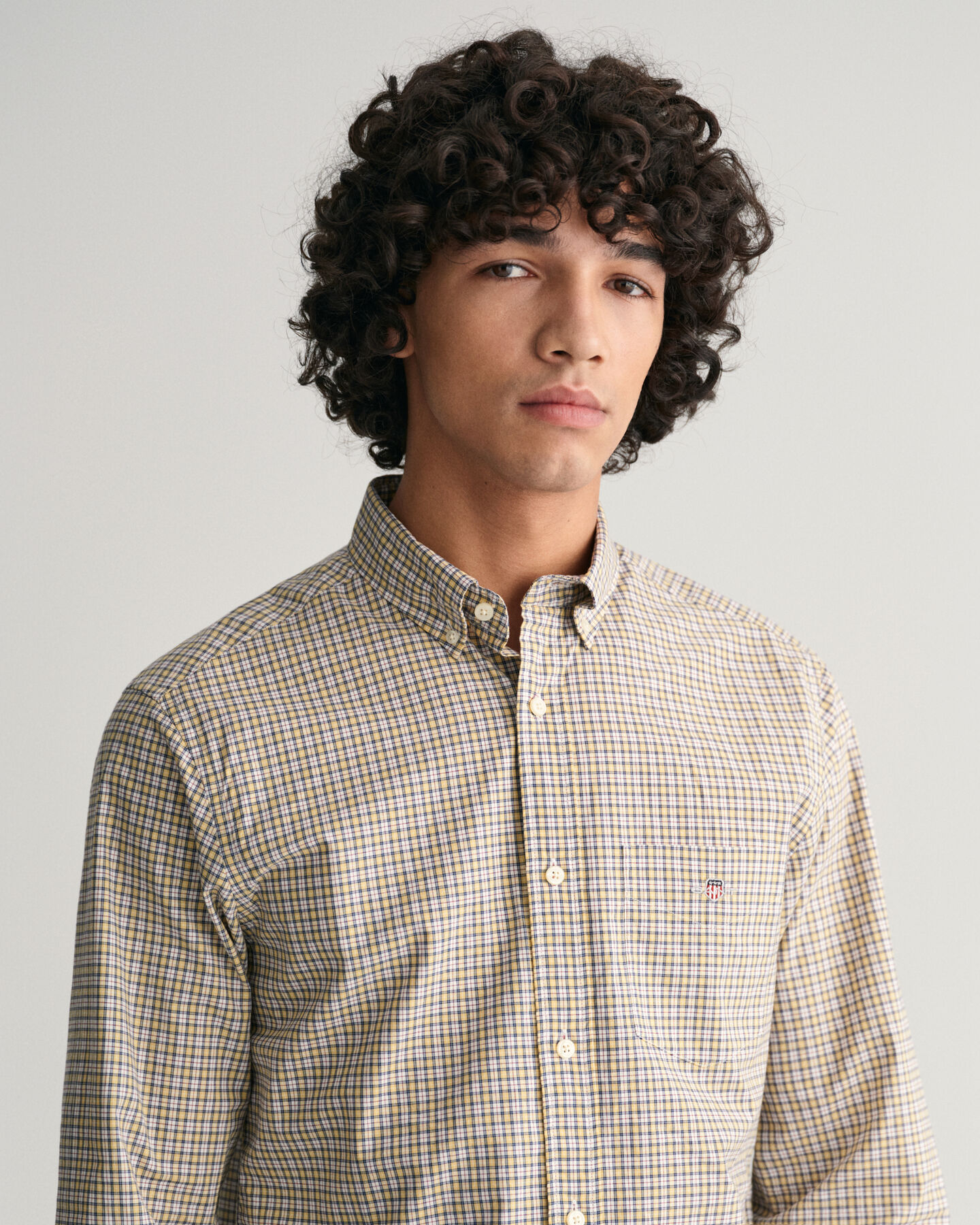 Regular Fit Micro Checked Poplin Shirt