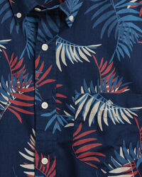 Regular Fit Surf Palm Print Indigo Shirt