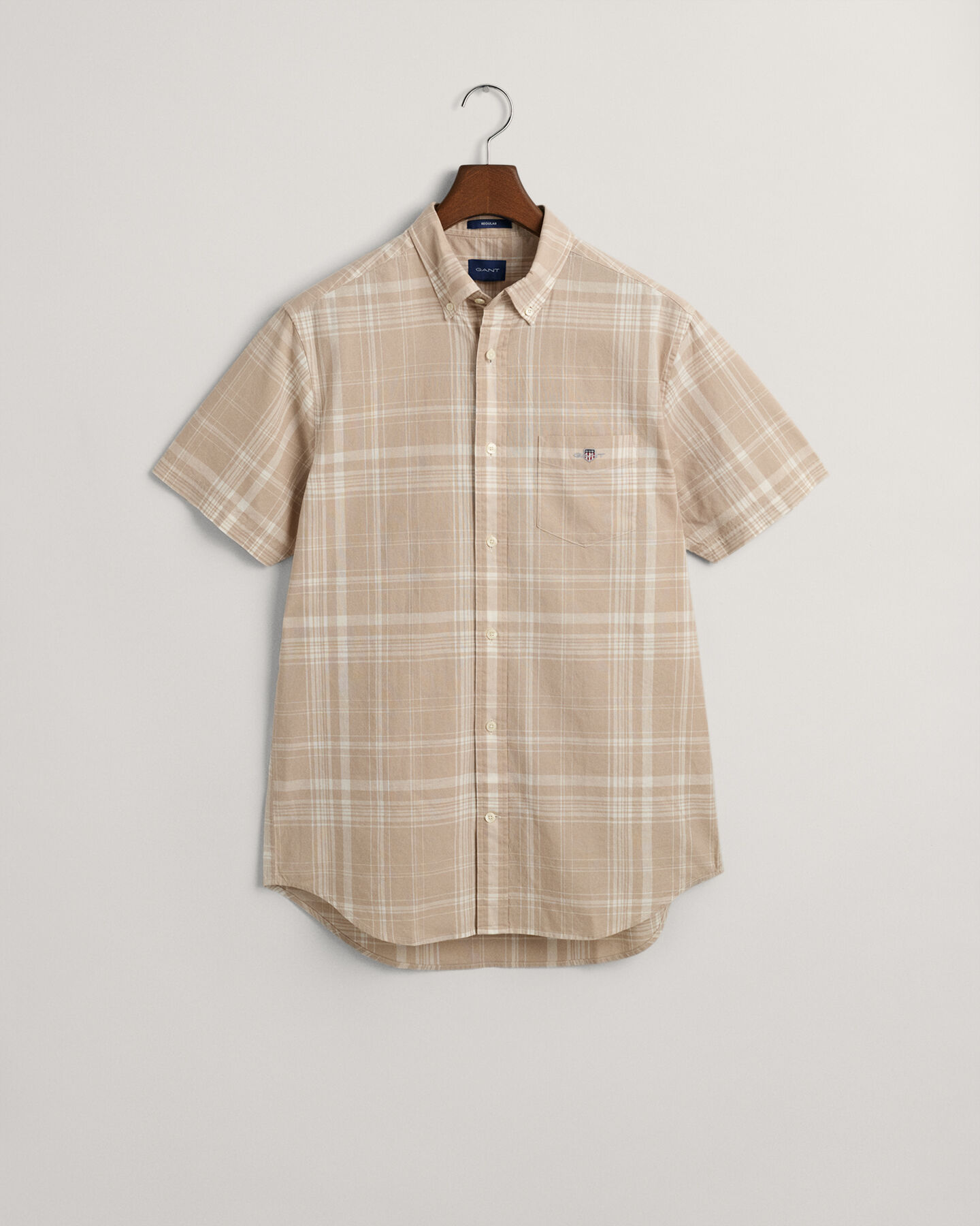 Regular Fit Check Cotton Linen Short Sleeve Shirt
