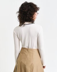 Ribbed Long Sleeve Polo Shirt