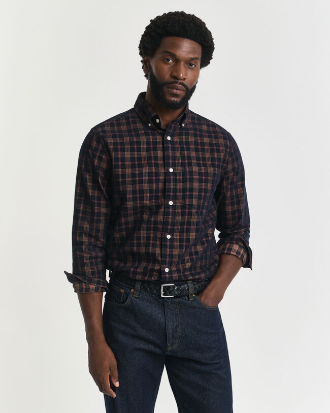 Regular Fit Checked Corduroy Shirt