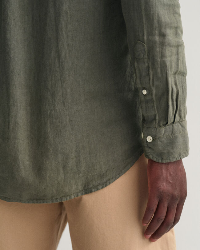 Regular Fit Garment-Dyed Linen Shirt
