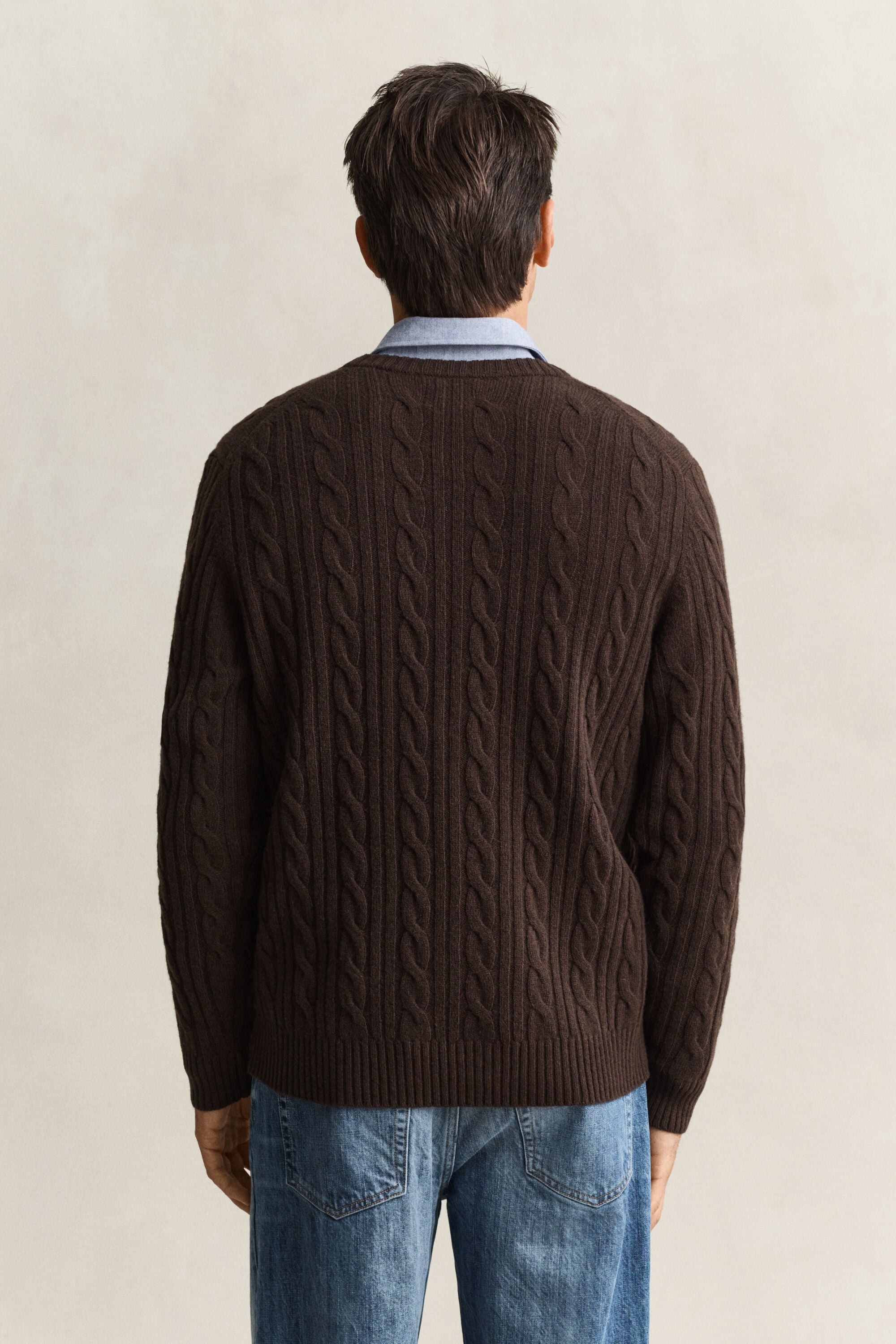 Lambswool Cable Knit Crew Neck Sweater