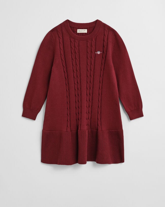 Girls Cotton Cable Knit Dress