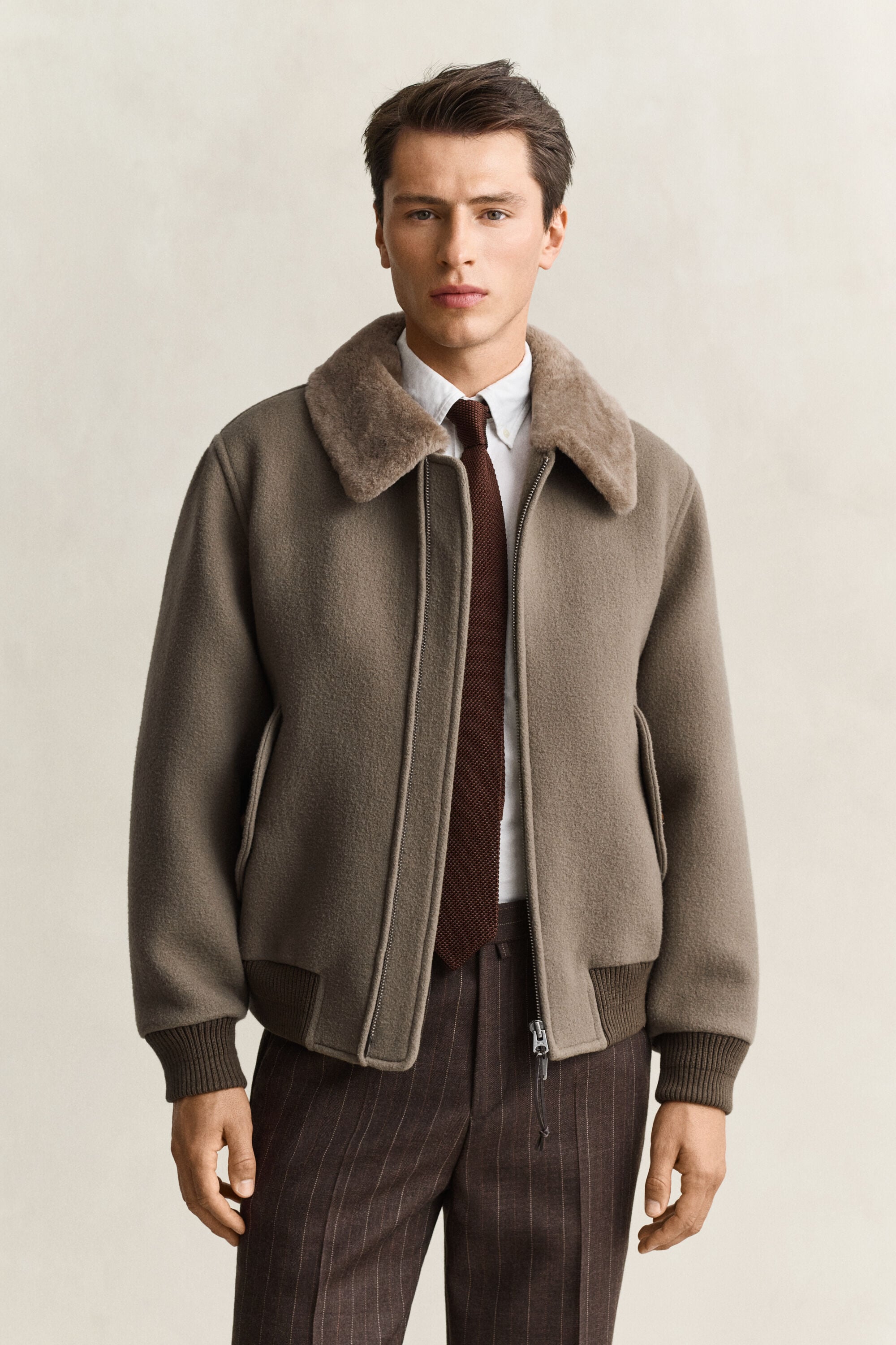 Wool Shearling Aviator Jacket