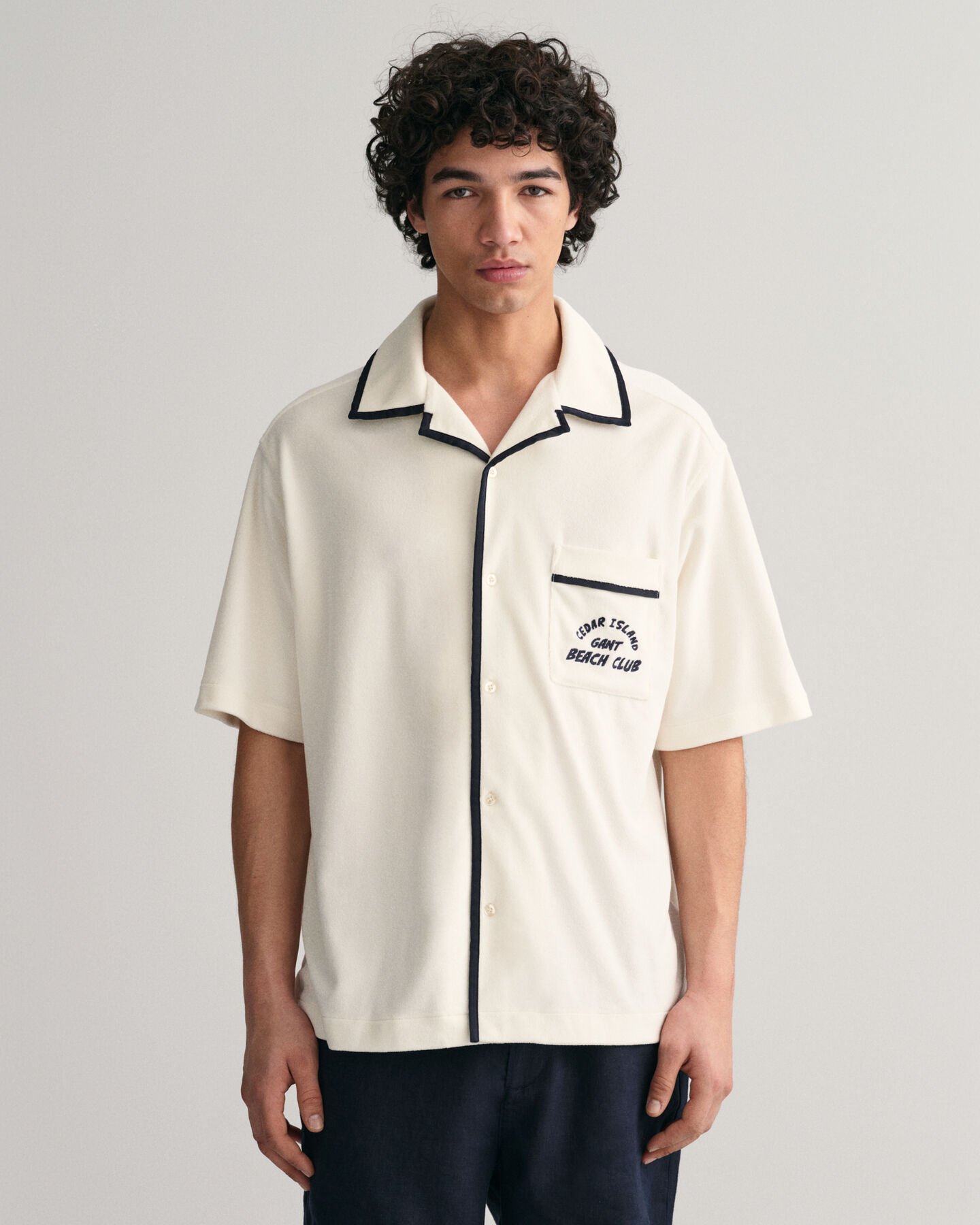 Relaxed Fit Terry Cloth Short Sleeve Shirt