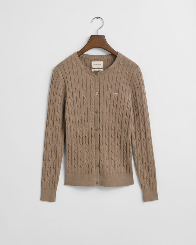 Stretch Cotton Cable Knit Cardigan