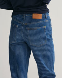 Straight Leg Striped Cropped Jeans