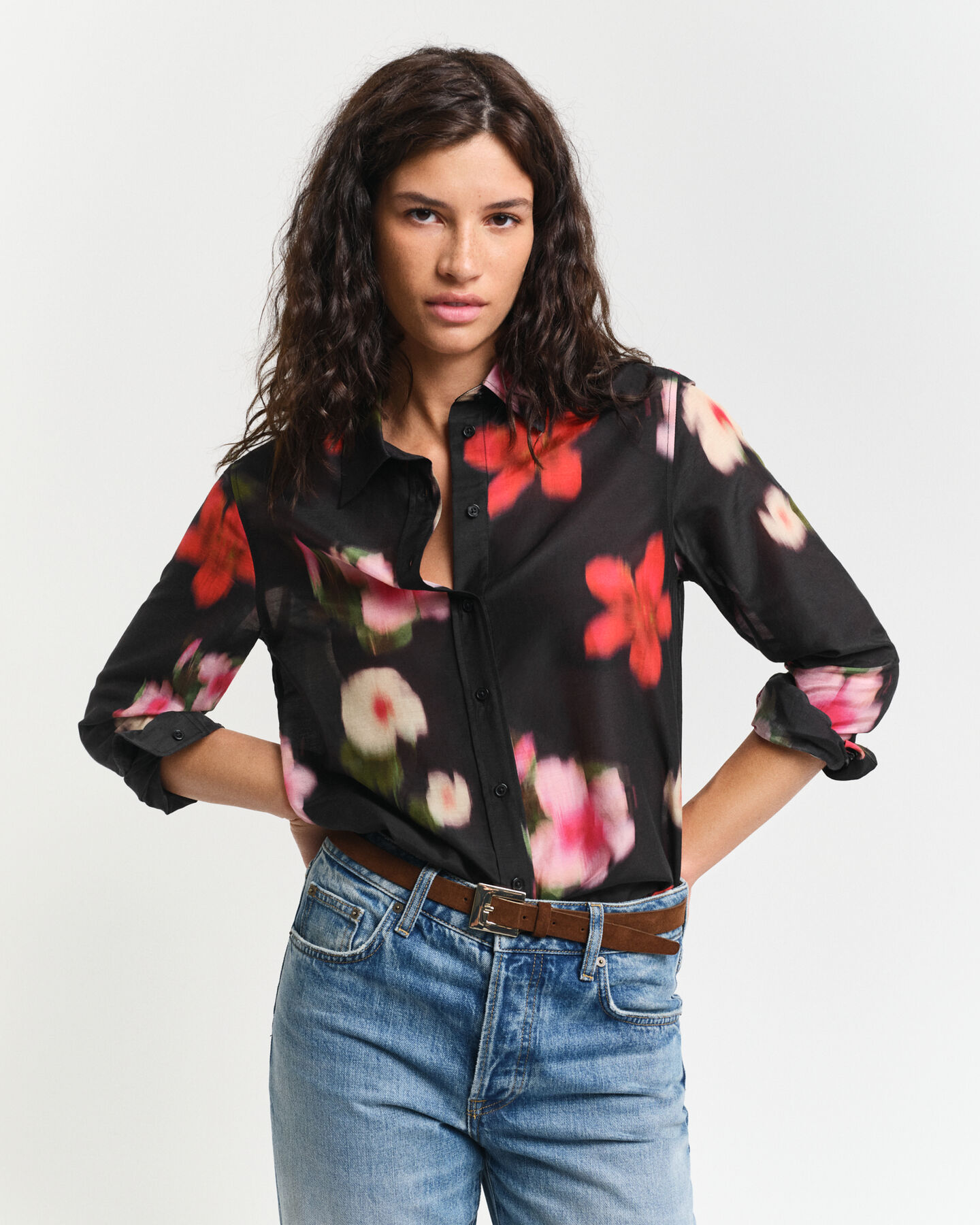 Regular Fit Floral Cotton Silk Shirt