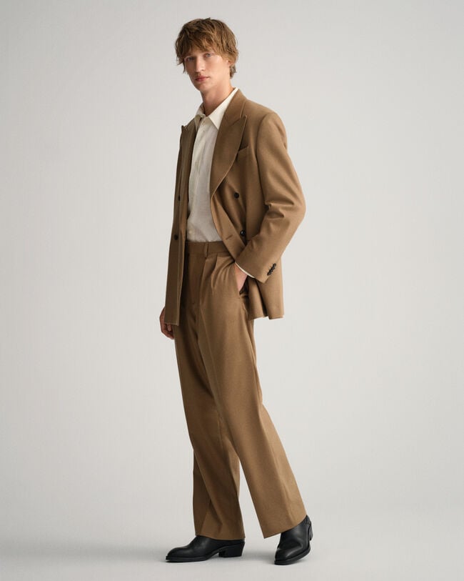 Wide Leg Flannel Suit Pants
