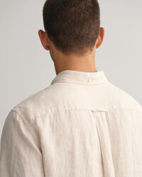 Regular Fit Striped Linen Short Sleeve Shirt