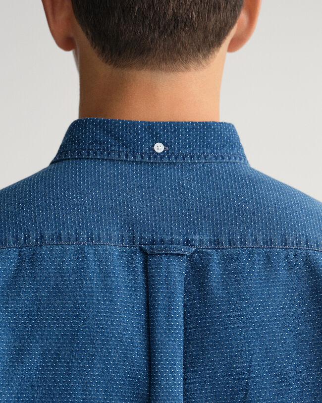 Regular Fit Indigo Jacquard Dot Shirt