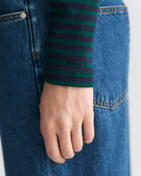 Striped Rib Long Sleeve Turtleneck Top