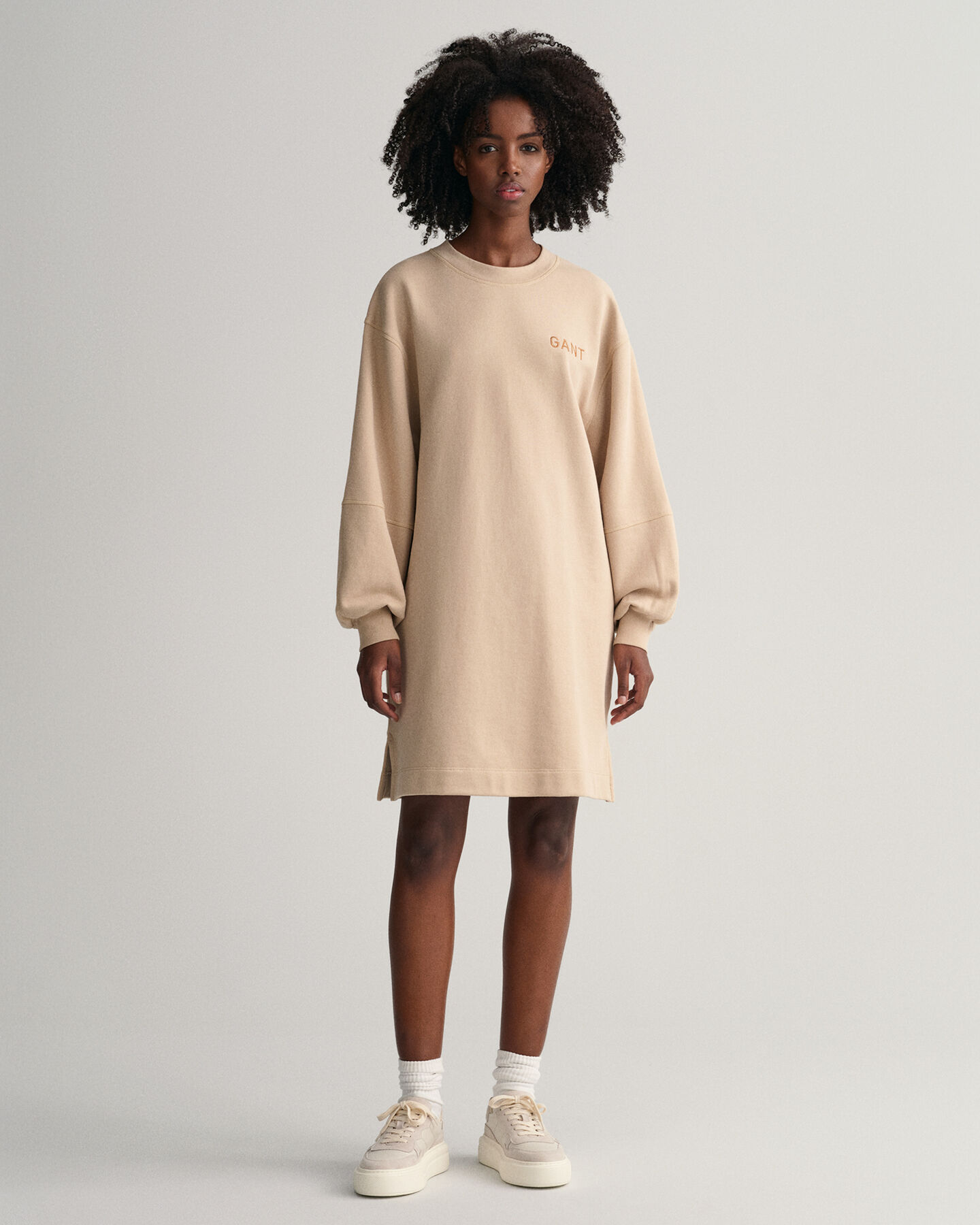 Logo Volume Long Sleeve Dress