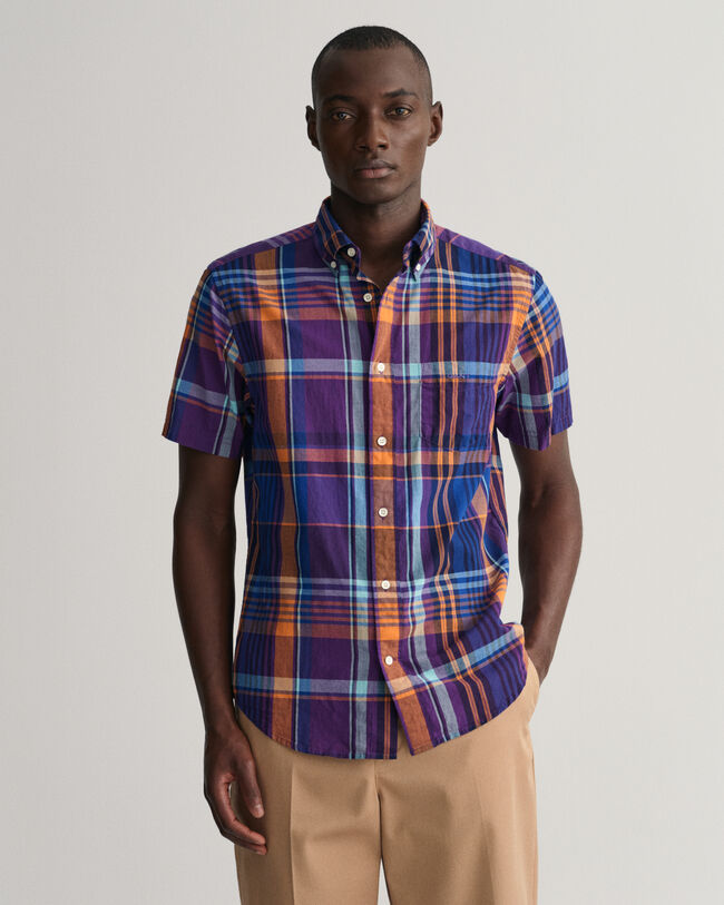 Regular Fit Colorful Madras Short Sleeve Shirt