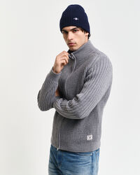 Textured Wool Blend Zip Cardigan