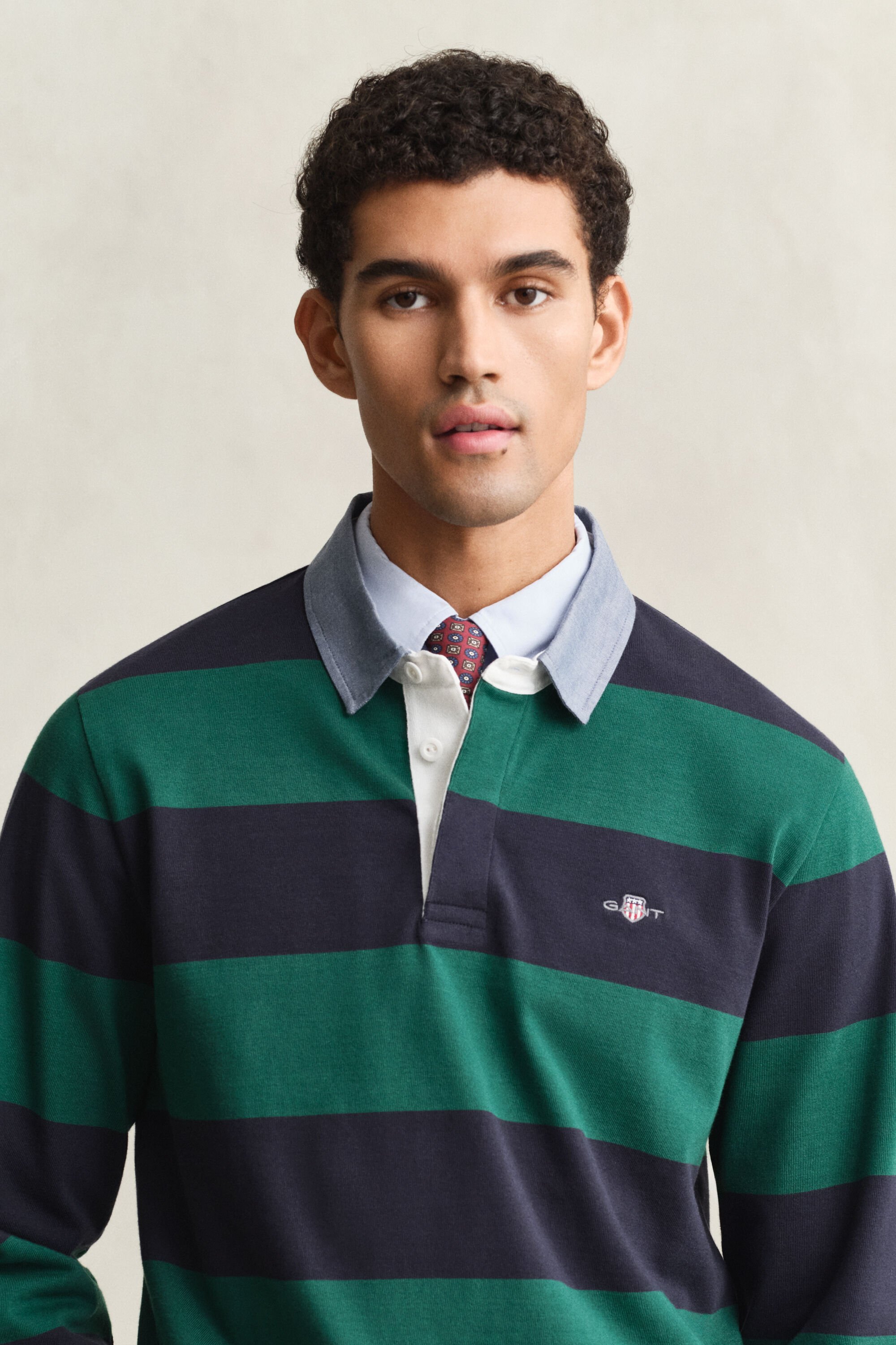 Chambray Collar Striped Heavy Rugger