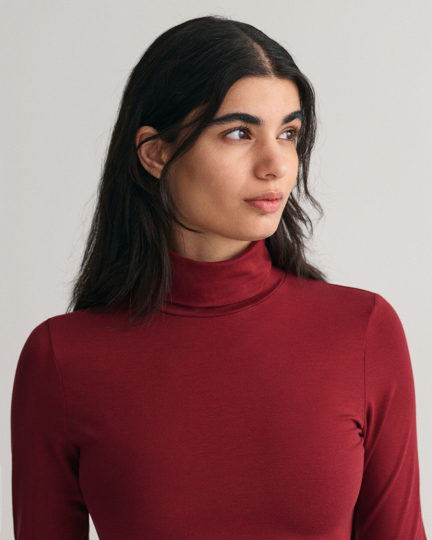 Jersey Long Sleeve Turtleneck Sweater