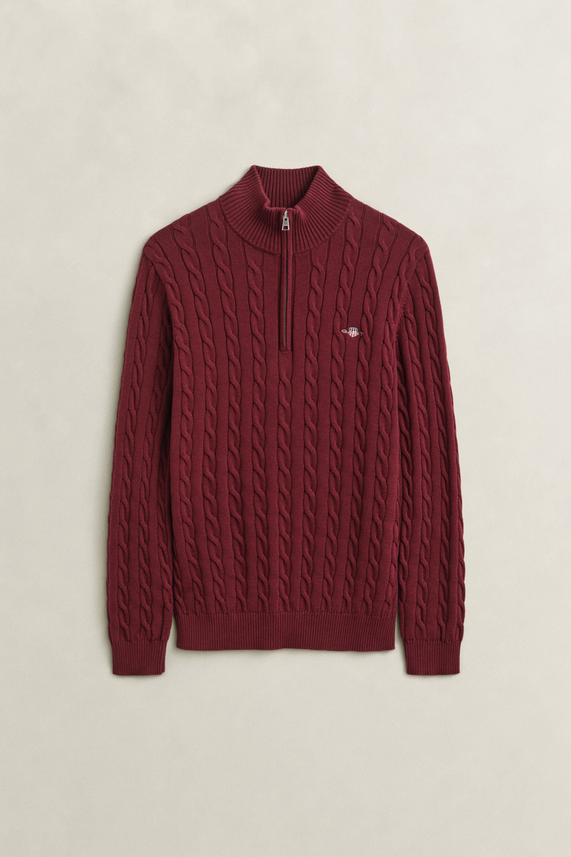 Cotton Cable Knit Half-Zip Sweater