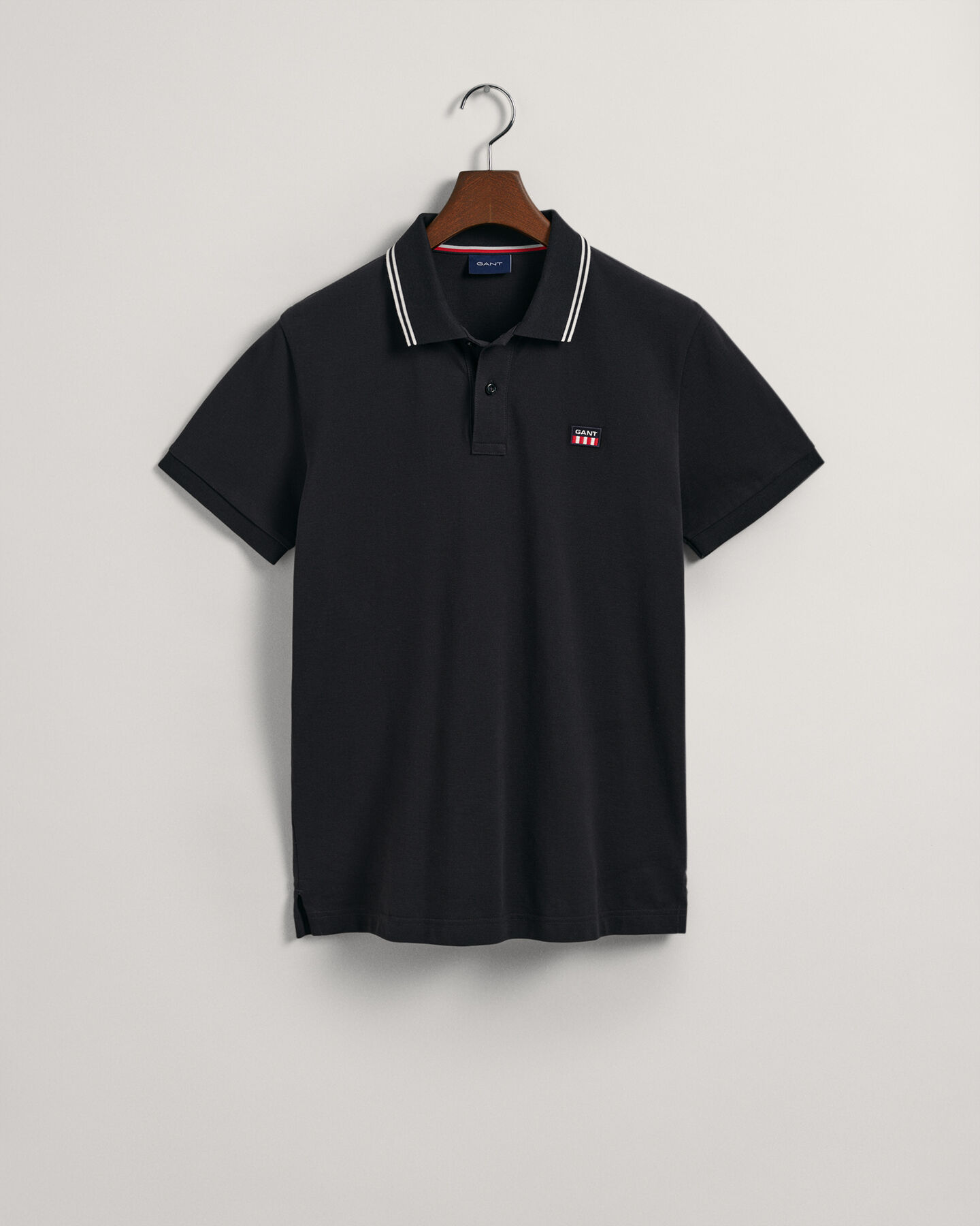 Striped Contrast Collar Piqu&eacute; Polo Shirt