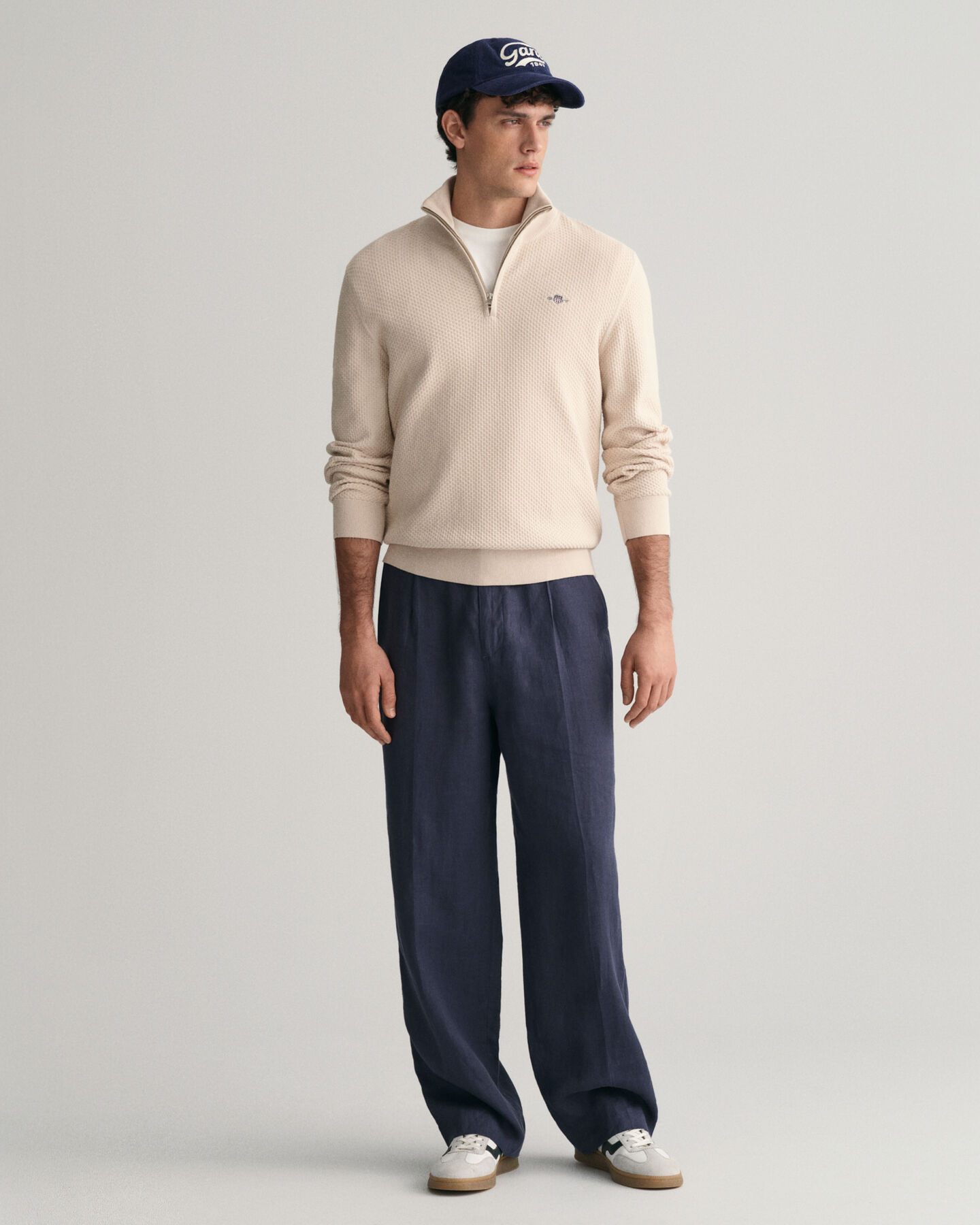 Structured Cotton Half-Zip Sweater