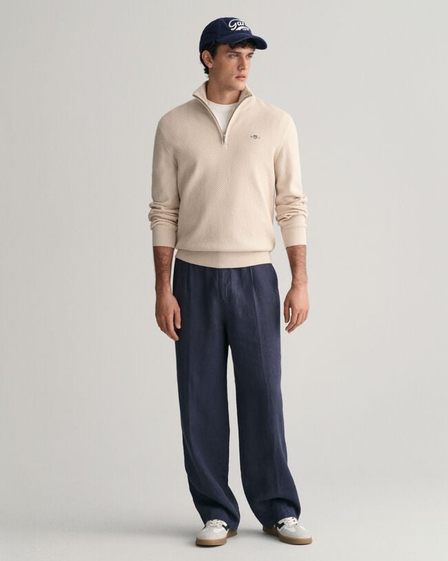 Structured Cotton Half-Zip Sweater