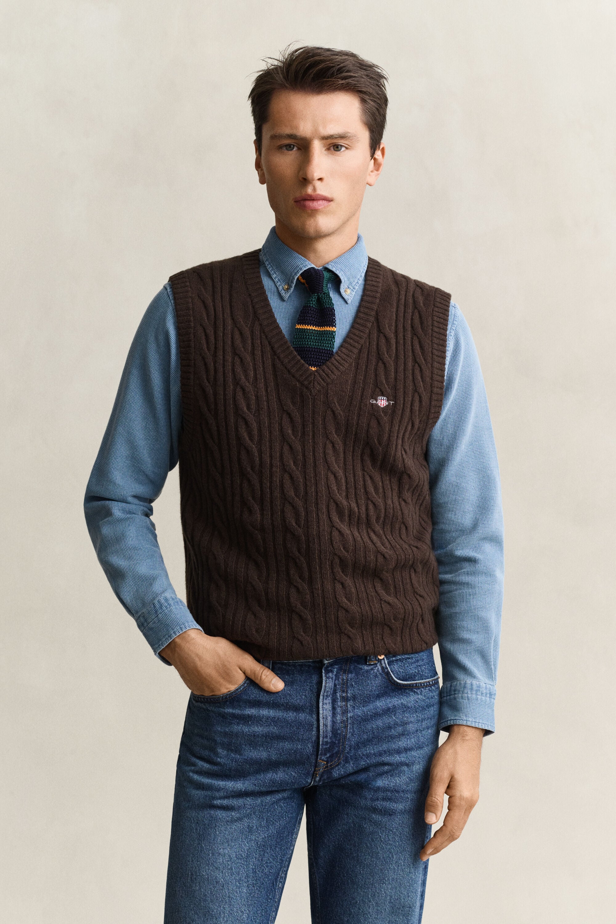 Lambswool Cable Knit Vest