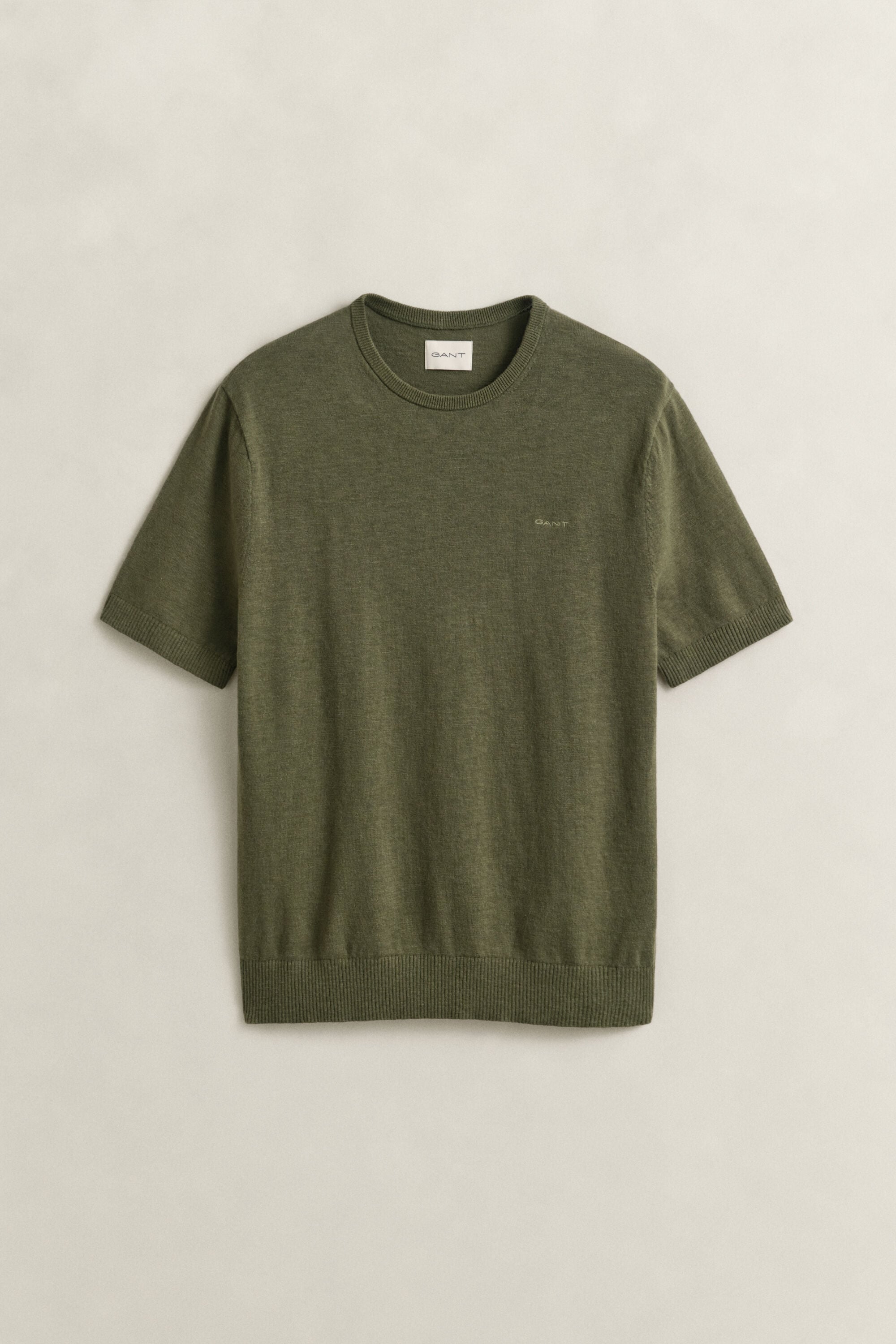 Slub Cotton Blend Short Sleeve Sweater