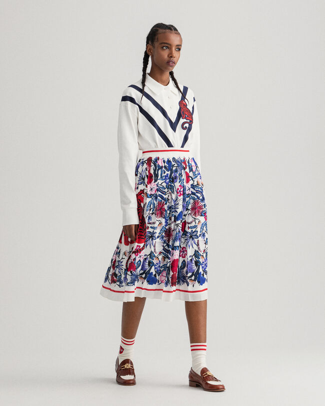 Tiger Floral Pleated Skirt