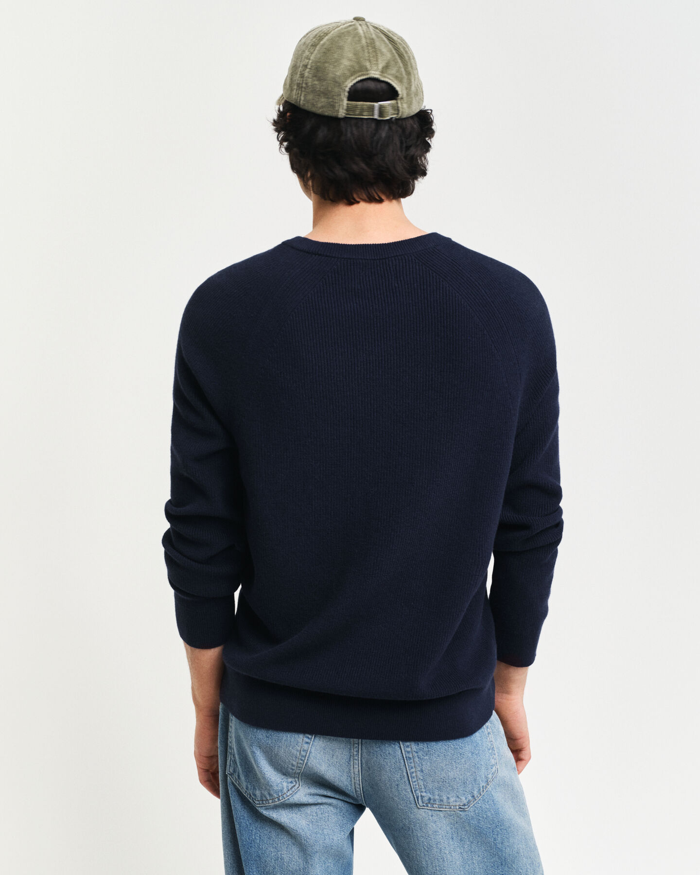 Ribbed Cotton Wool Crew Neck Sweater