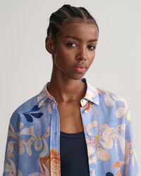 Regular Fit Floral Print Cotton Silk Shirt