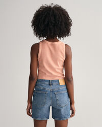 Sunfaded High Neck Rib Tank Top