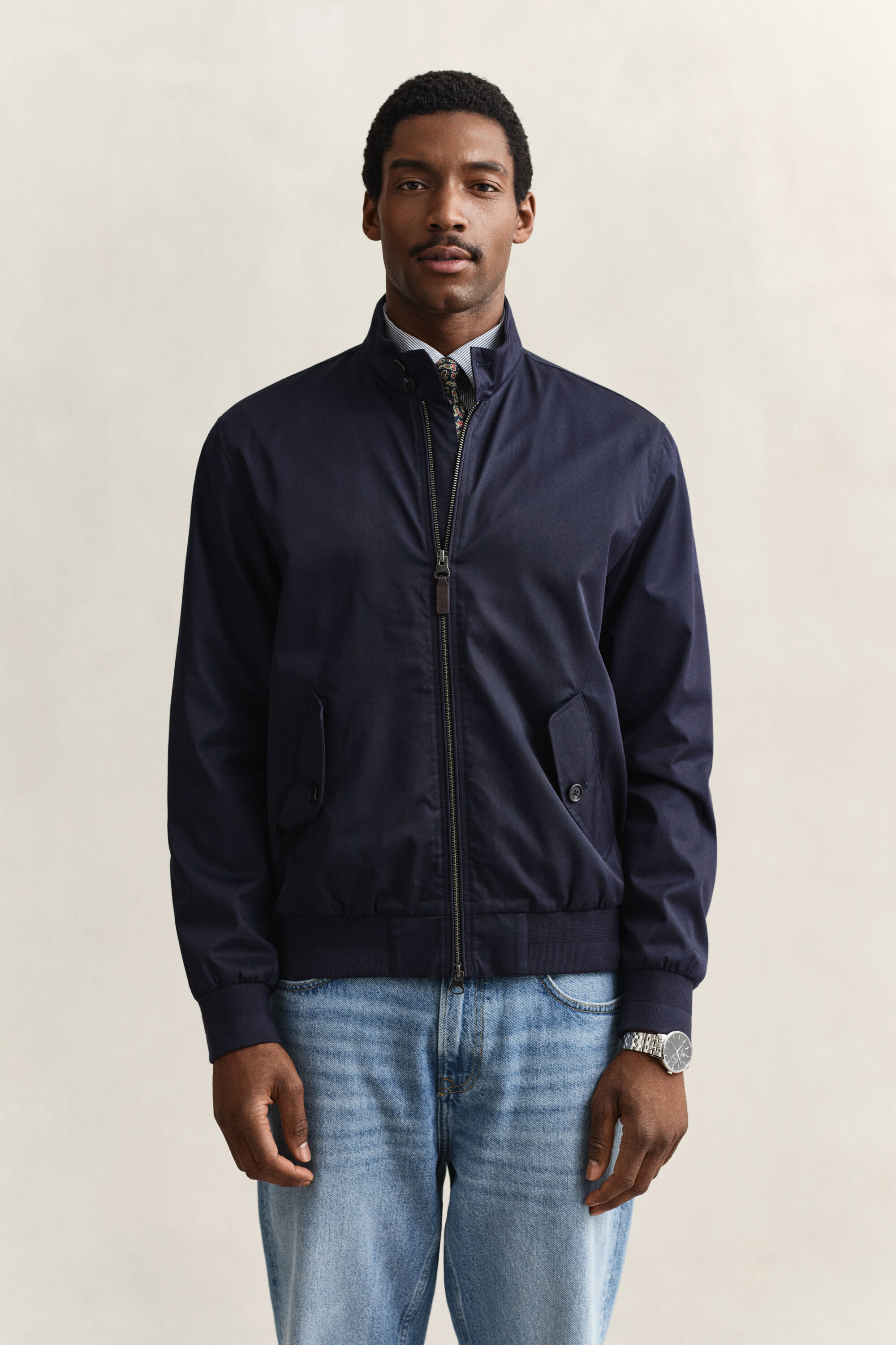 Cotton Blend Harrington Jacket