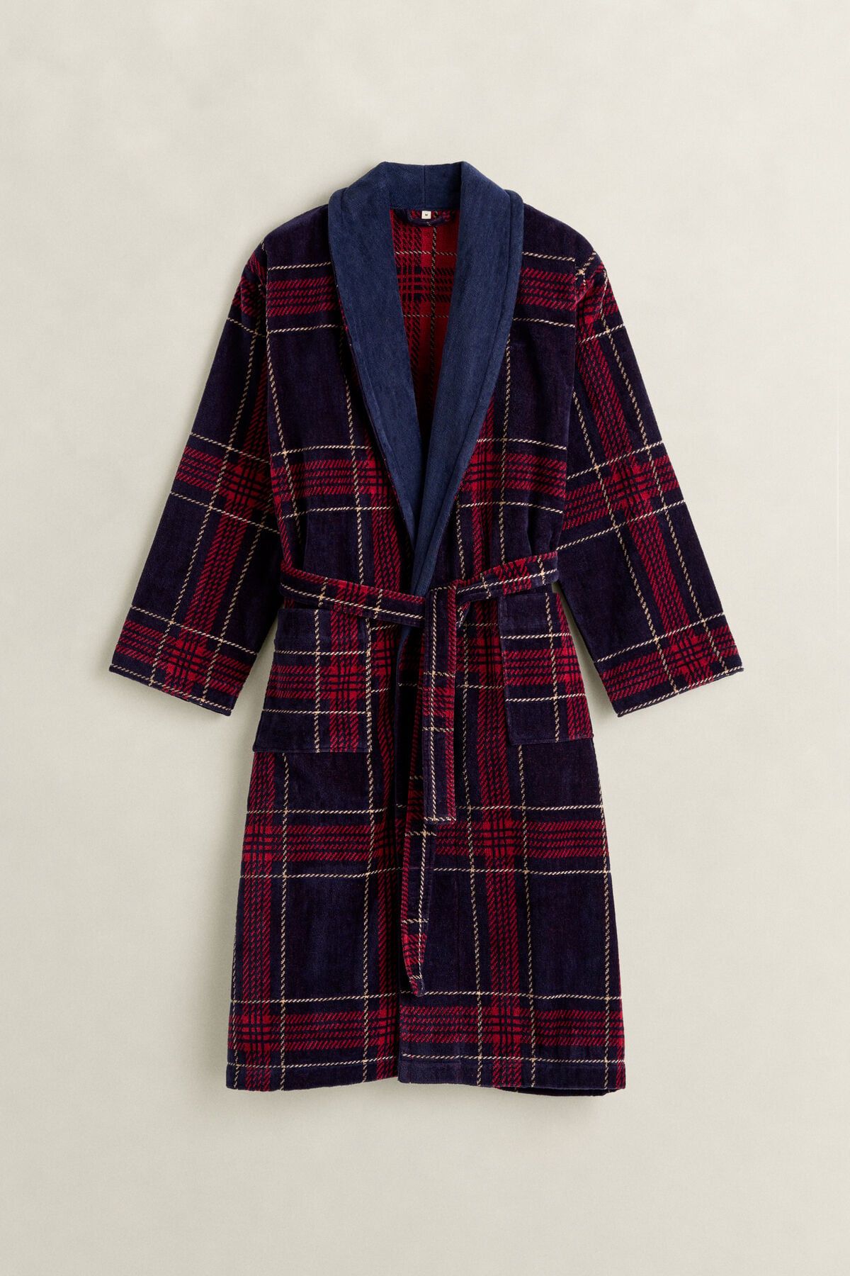 Holiday Check Robe — MARINE