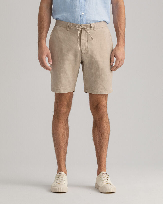Relaxed Fit Linen Drawstring Shorts