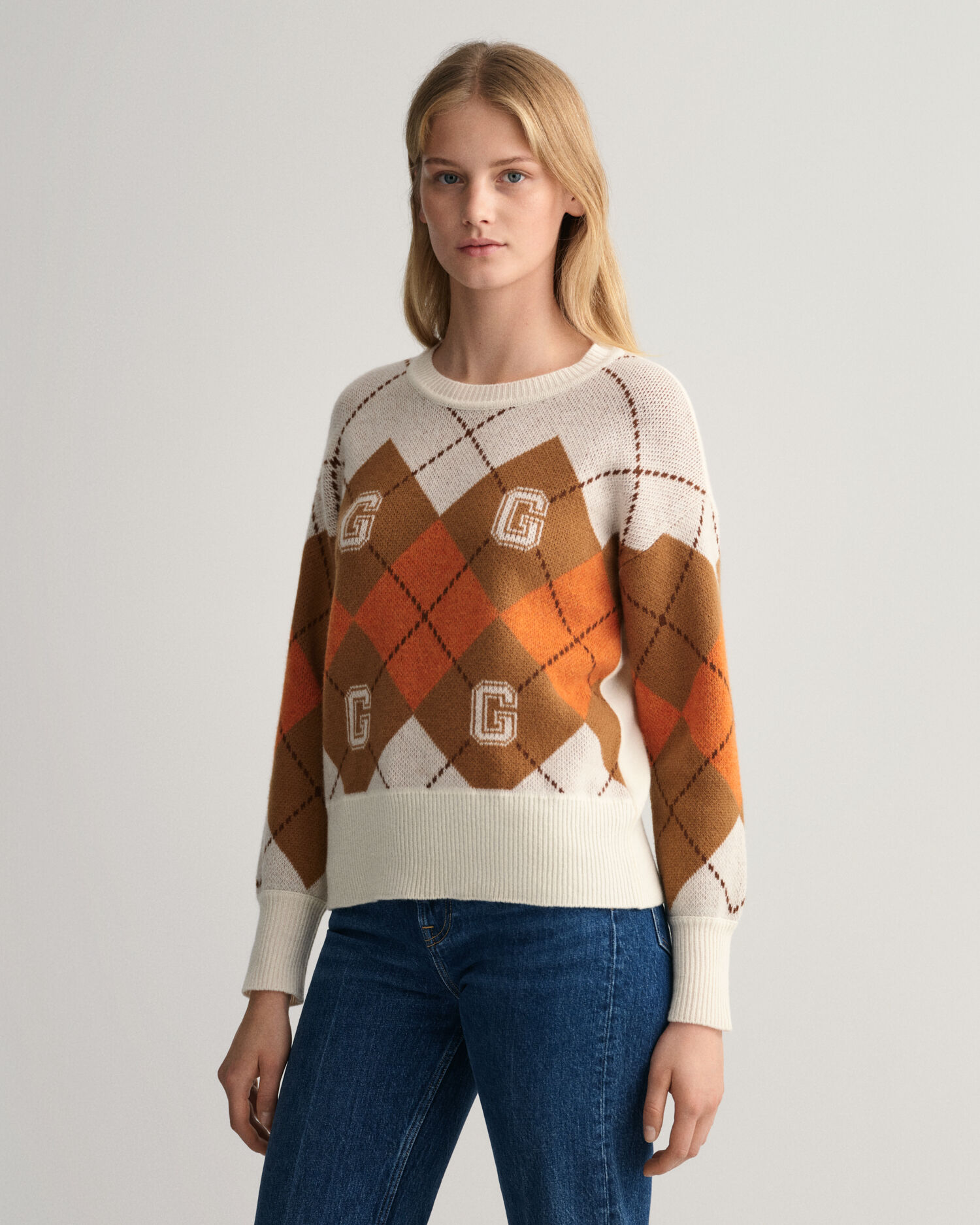 Drop Shoulder Argyle Jumper | lava 