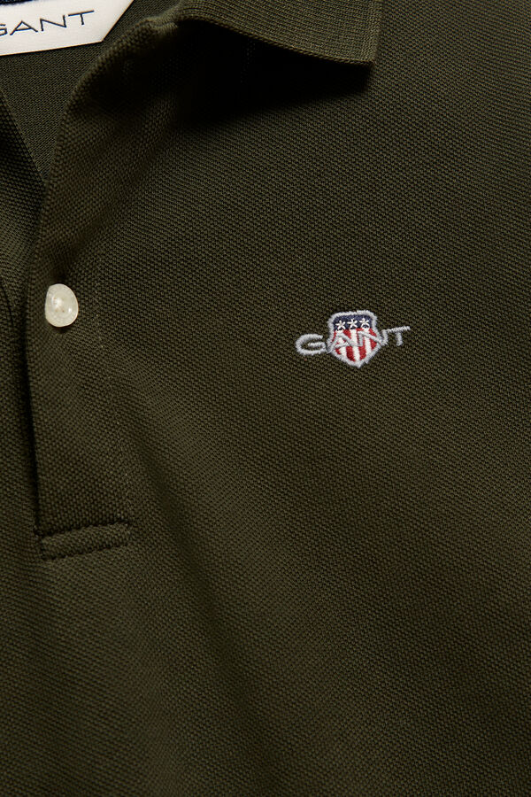 Teen Boys Shield Long Sleeve Polo Shirt — DARK MOSS GREEN