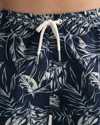 Classic Fit Tropical Leaves Print Swim Shorts
