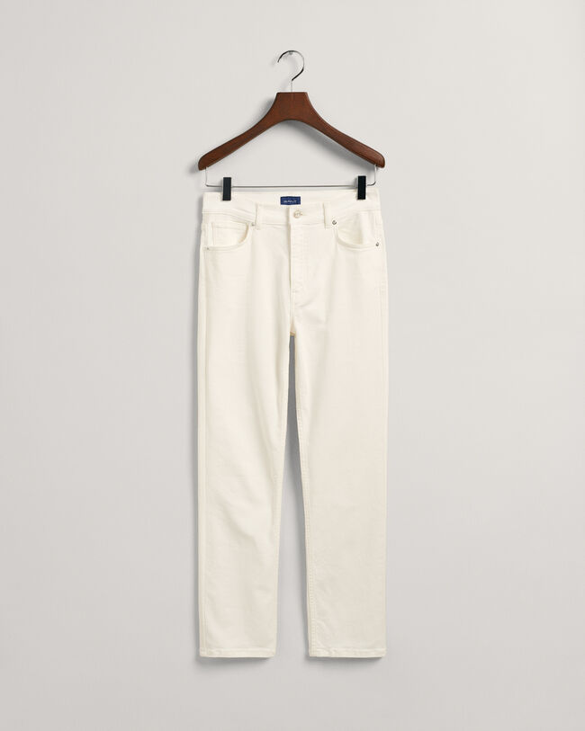 White Cropped Slim Fit Jeans