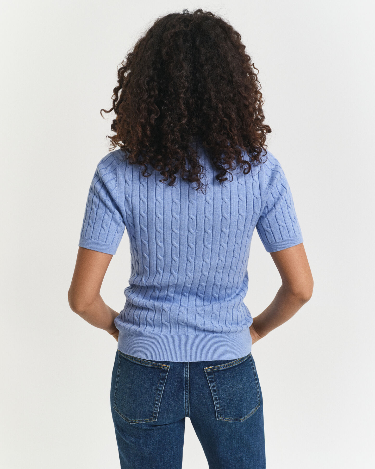 Stretch Cotton Cable Knit Sweater