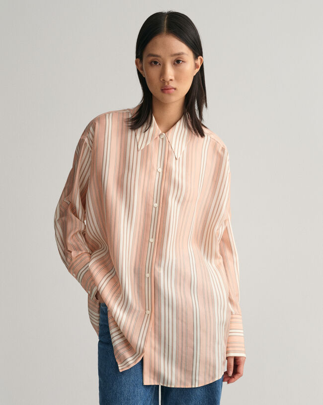 Oversized Striped Silk Shirt
