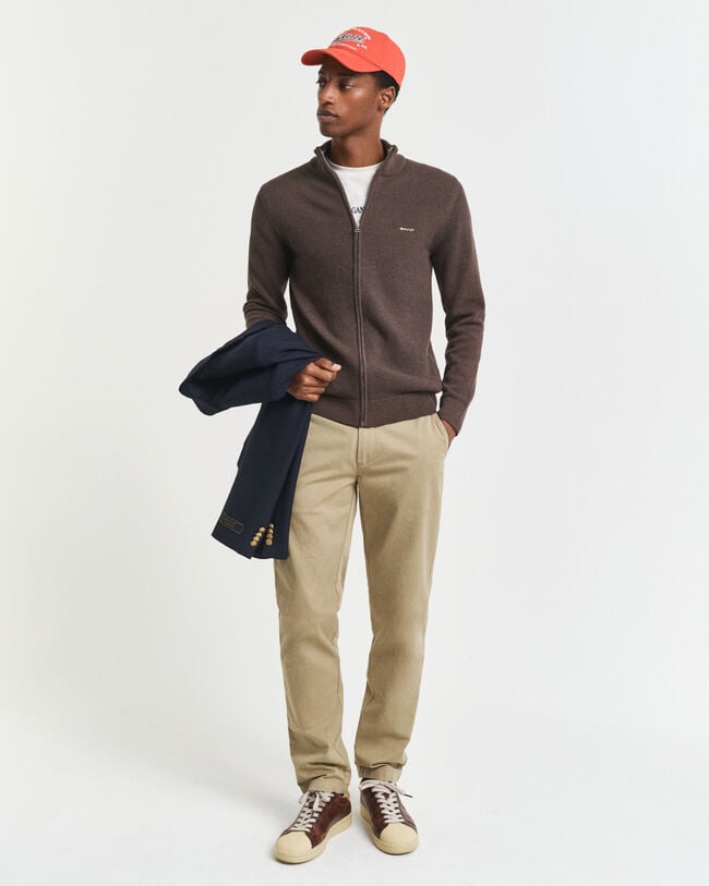 Cotton Piqué Zip Cardigan