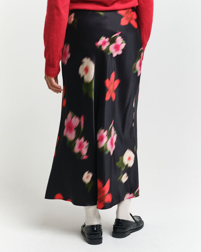Midi Floral Print A-Line Skirt