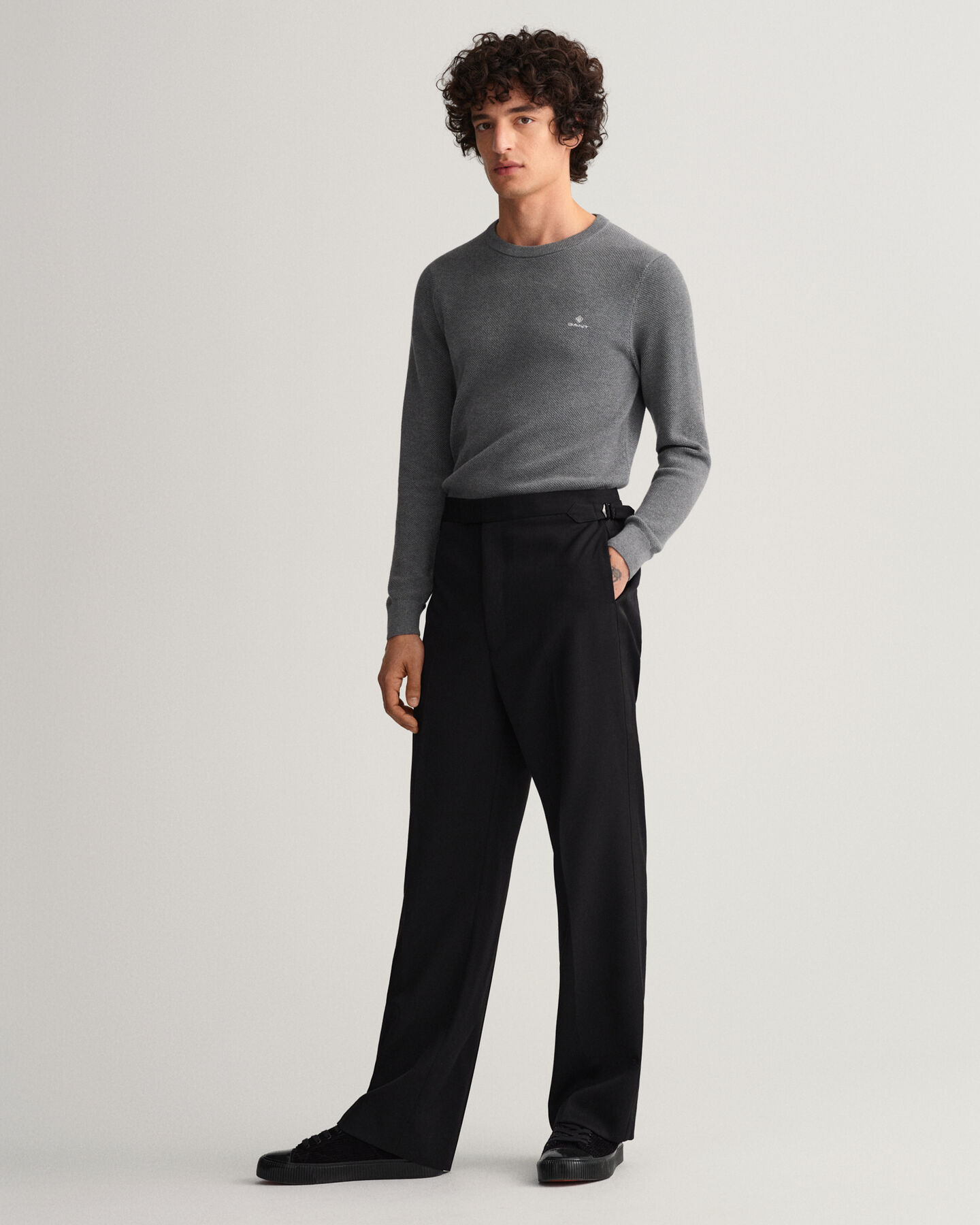 Cotton Piqu&eacute; Crew Neck Sweater