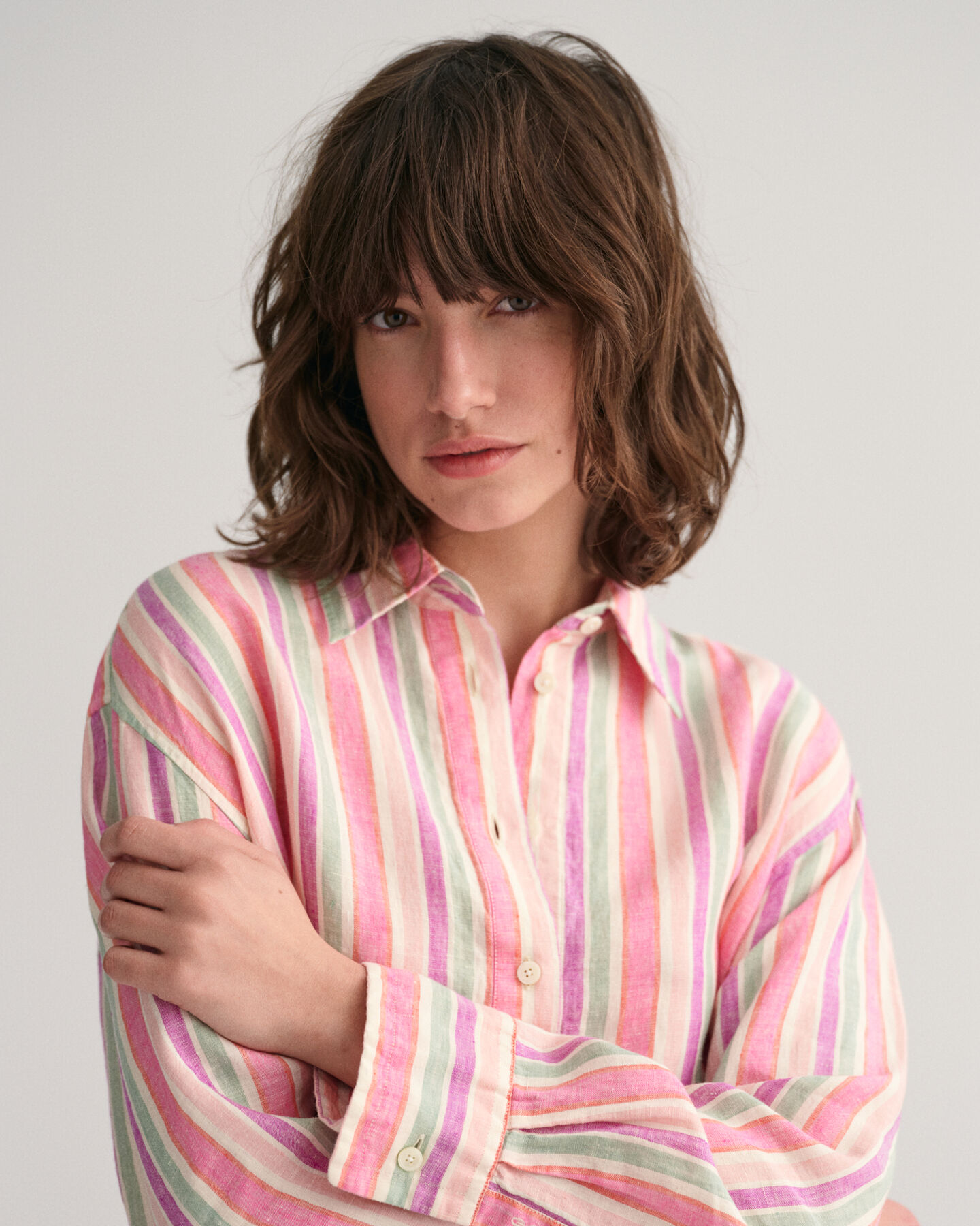 Multi Striped Linen Shirt Dress