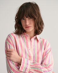 Multi Striped Linen Shirt Dress