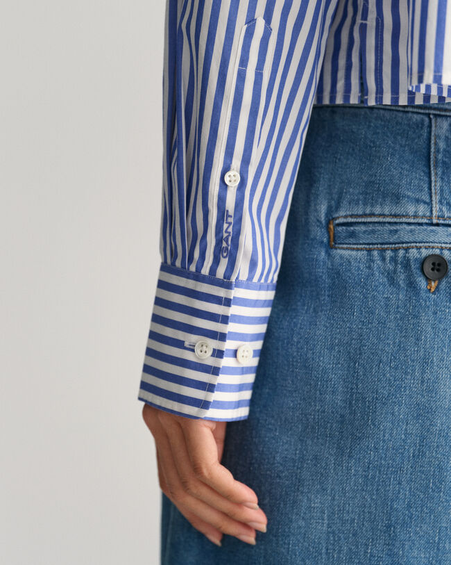 Relaxed Fit Cropped Striped Shirt