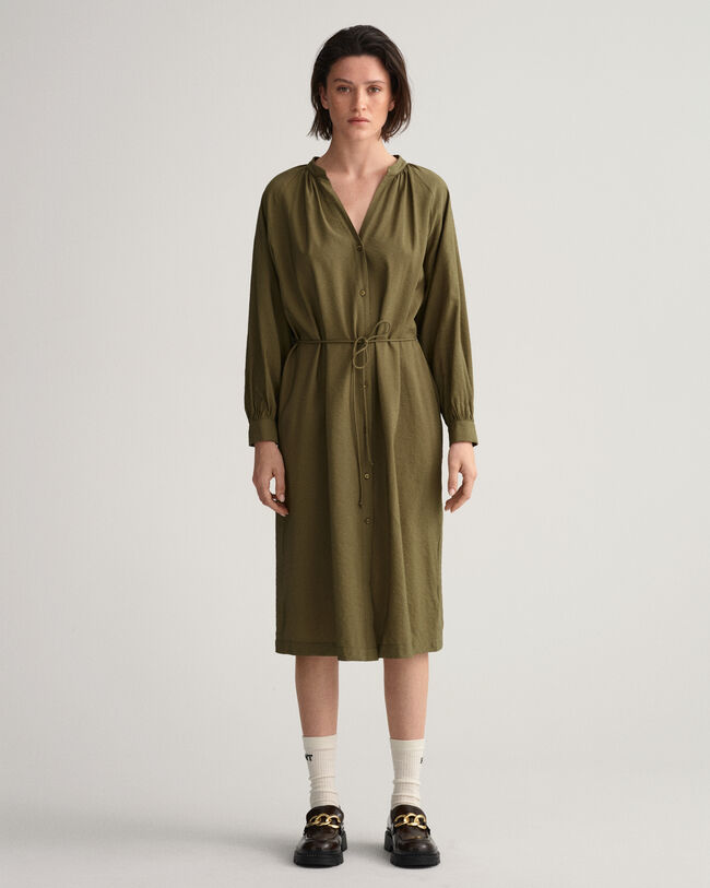Stand Collar Shirt Dress