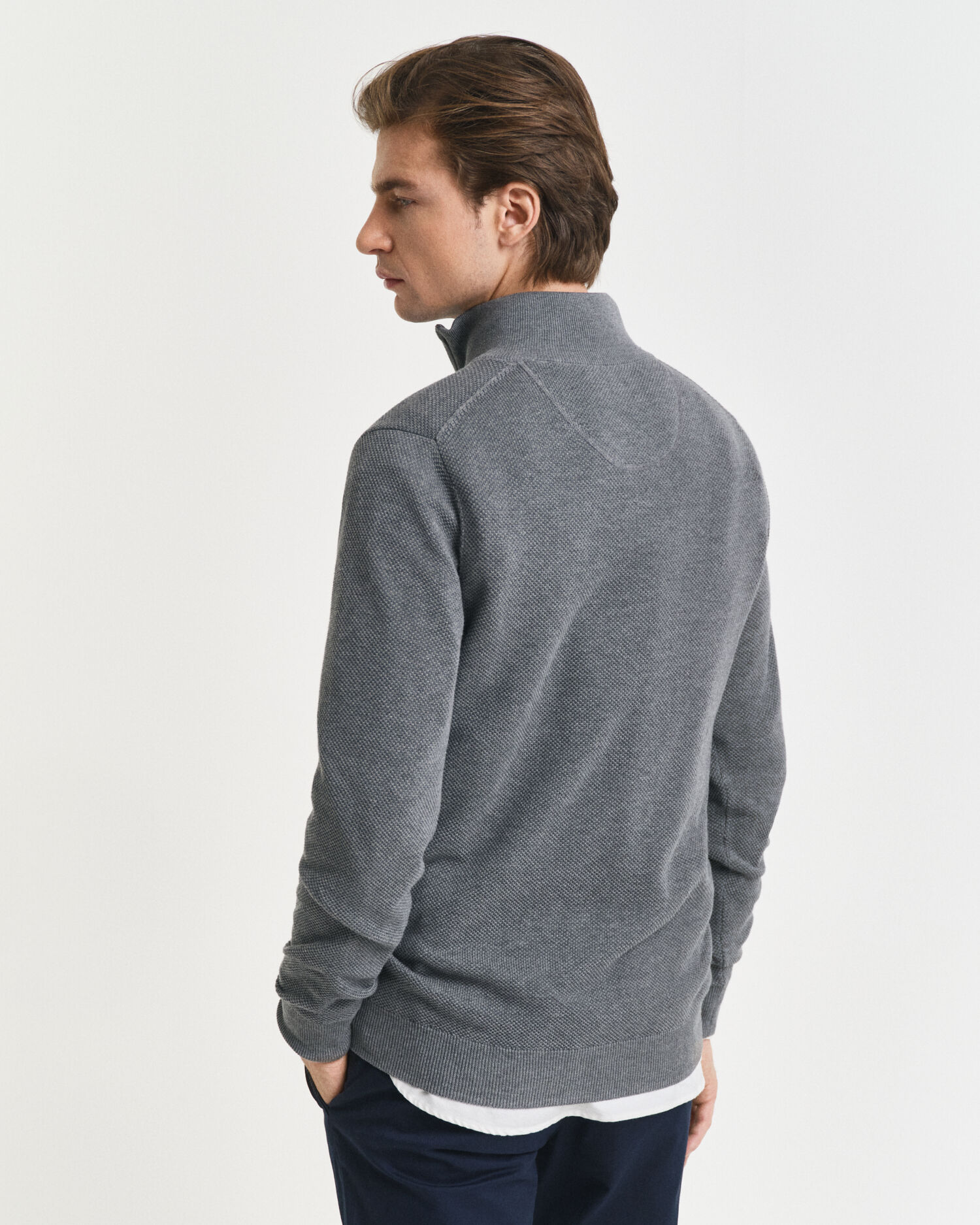 Cotton Piqué Half-Zip Sweater