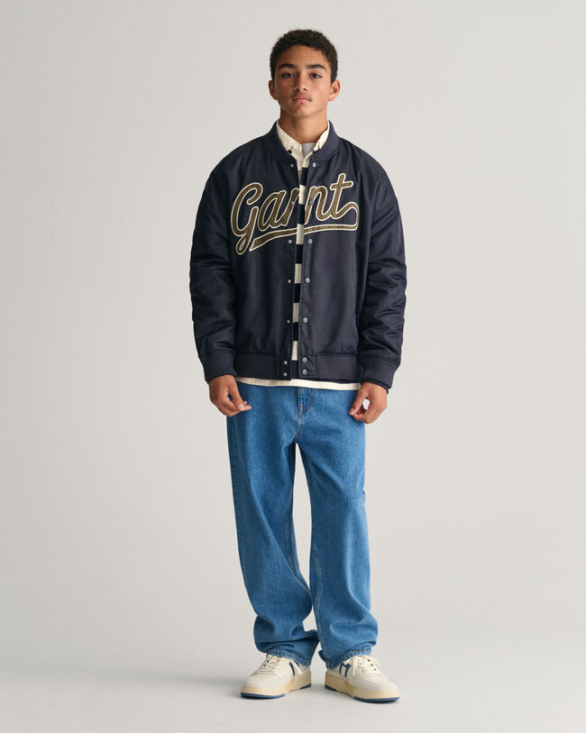 Teens Script Graphic Varsity Jacket
